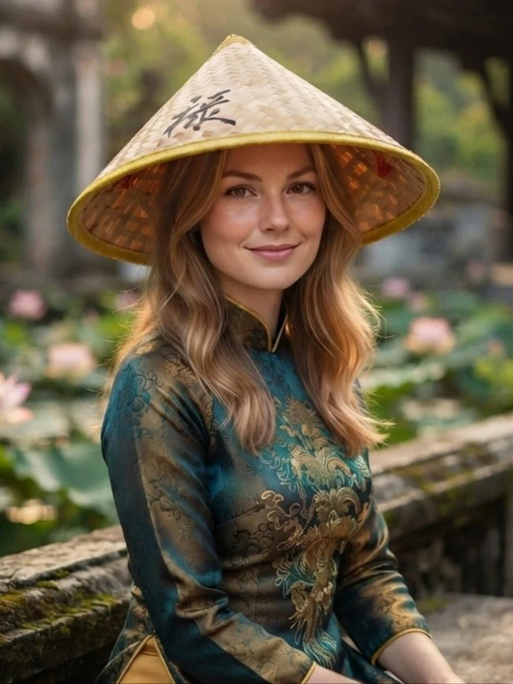 Handwoven Asian Conical Bamboo Straw Hat - Traditional Rice Paddy Field Sun Hat